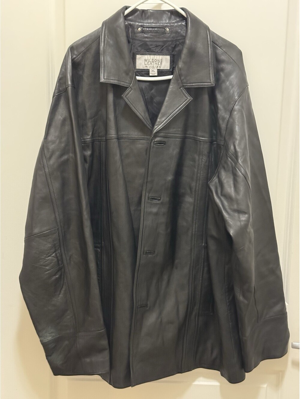 Wilsons Leather M. Julian Men’s XL Black Leather Button Front Car Coat